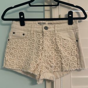 Lace front jean shorts